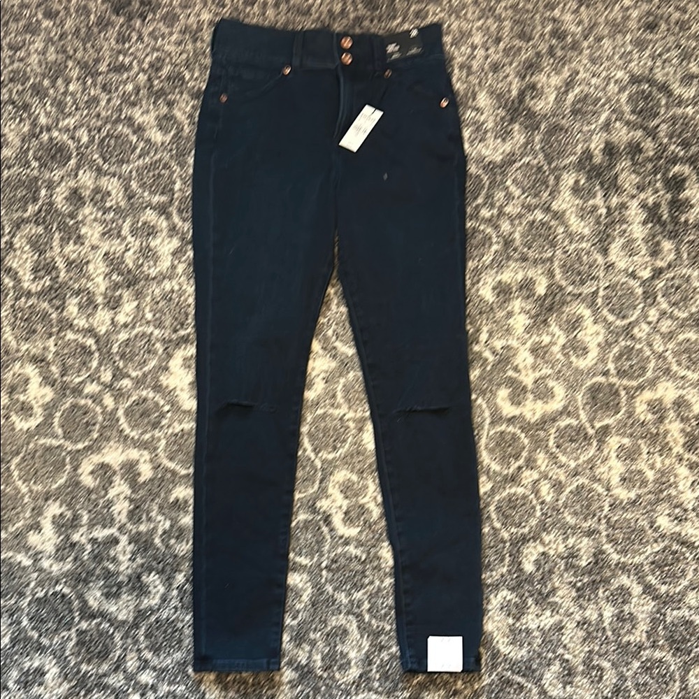 Express Blue High Rise Jeans with Slim Fit and Full Length